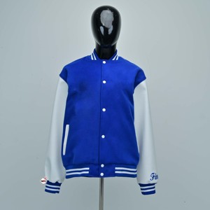 Best Selling Blue <b>White</b> Varsity <b>Jacket</b> Full Sleeve Contrast Color Embroidery Left Sleeve Regular Fit Autumn Wear Varsity <b>Jackets</b> - Product Image 1