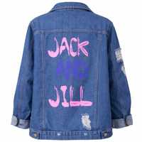 Jaket Denim JJ Finale Wanita Model Distressed Rajutan Panjang Kasual Streetwear Kancing Oversized Bahan Katun Tahan Air