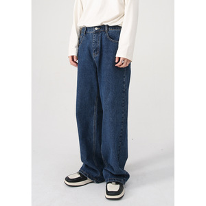 Custom <b>Men</b> Outfit Baggy Fit Dark Blue <b>Jeans</b> Pants Wholesale Custom Washed <b>Jeans</b> for <b>Men</b> Street Wear Hip Hop Raw Hem <b>Jeans</b> Baggy - Product Image 6