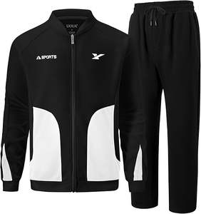 Ensemble de survêtement 2 pièces pour homme, style hip-hop, brodé, automne, sweat-shirt à manches longues, tenue de jogging, 100% coton molletonné - Product Image 1