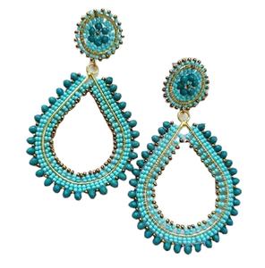 Pendientes de Corazón Bordados con Flores y Cuentas, Pendientes Personalizados con Múltiples Cuentas, Joyería Festiva para Mujer al Mejor Precio - Product Image 1