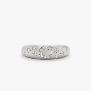 14k Matte Finish Celestial 925 Hot Selling Jewelry <b>Rings</b>: Starry Sky <b>Moon</b> Design Minimalist and Stylish Cool Style for Women - Product Image 6