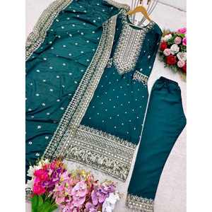 งานปักลำดับชีน่นด้านล่างสุดแฟนซีพร้อม dupatta rama - Product Image 1