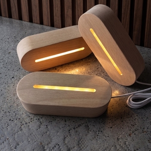 Artistic Gifts Modern LED Wooden Lamp Base with Personalized Oval Design USB Touch Control & Dimmable Warm White Light - Product Image 1