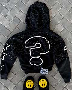 Sweat à capuche oversize décontracté en coton French Terry avec logo personnalisé, effet délavé, imprimé graphique et logo en relief pour streetwear - Product Image 3