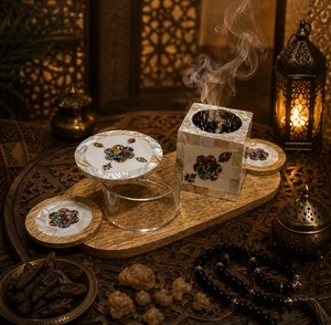 Decorative Natural MOP Inlay <b>Bakhoor</b> Burner Set With Tray Handmade Luxury Arabic <b>Oud</b> Burner Premium Islamic Home Accessories - Product Image 3