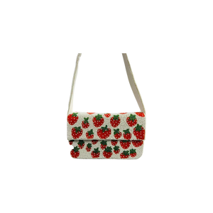 Handmade Strawberry Beaded Square Bag for Women Embroidered Shoulder <b>Purse</b> <b>Cute</b> Fashion Handbag Promotional Use - Product Image 2