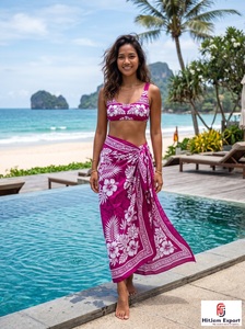 Lightweight 100% Polyester Twill Sarong Pareo Women Beach Wrap Swimwear Summer Holiday Travel Resort Custom Manufacturer - Product Image 2