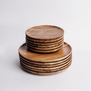 Planche de service ronde en bois d'acacia naturel, plateau de service alimentaire en bois, planche à charcuterie, plateau à fromage, assiette de dîner, cuisine - Product Image 1