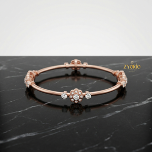 Bracelet en argent floral serti de diamants pour femmes, argent 925, diamants cultivés en laboratoire, design classique - Cadeau idéal pour un anniversaire - Product Image 2