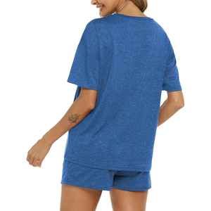 Ensemble d'été léger pour femme en jersey extensible doux à manches courtes, coupe classique, tissu confortable pour le quotidien - Product Image 3