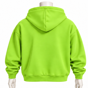 Sweat-shirt à capuche zippé vert unisexe coupe classique avec motif lettre appliqué, décontracté pour l'automne, en polaire tricotée avec logo frontal - Product Image 2