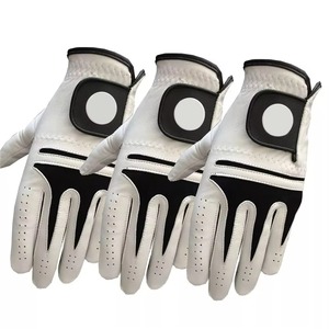 Guante de Golf Transpirable de Piel de Oveja para Hombre, Mano Derecha, Antideslizante, Cierre de Velcro, Blanco con Detalles Negros, Deportes al Aire Libre - Product Image 2
