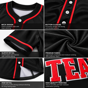 Camiseta de Béisbol Juvenil Bordada Personalizada con Nombre y Número del Niño, Uniforme de Equipo, Fabricante de Ropa Deportiva de Marca Privada OEM - Product Image 3