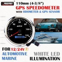 110mm 4-3/8 "Compteur de vitesse électrique 120KMH ODOMETER 12/24V Plaque frontale noire Rétroéclairage LED blanc IP67 Étanche Automobile Marine