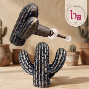 Poignée de meuble en fonte en forme de cactus, design industriel rustique, installation facile, pour maison, bureau, cuisine, chambre - Product Image 1