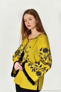 Elegante vestido informal de verano para mujer hermoso amarillo oscuro negro bordado Floral manga completa impresión Digital Natural lavable - Product Image 3