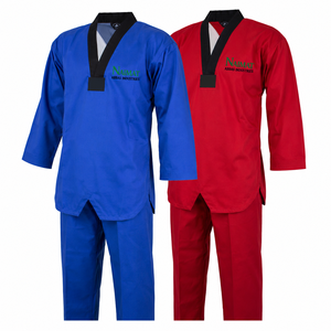 Uniforme de Taekwondo Personalizable y Duradero, Conjunto Completo con Cuello en V, Ropa Exterior de Artes Marciales, Pantalones de Poliéster/Algodón para Principiantes - Product Image 1