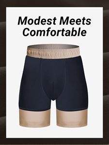 <b>Mens</b> Swim Shorts with Compression Liner 2 in 1 Solid Beach Swimming <b>Trunks</b> Breathable Quick Dry Swim Shorts with Zipper Pockets - Product Image 5