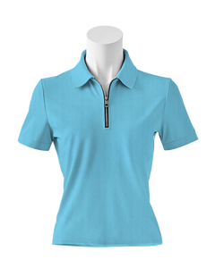 Polo zippé pour femme, style streetwear tendance été, manches courtes, avec détails - Product Image 1
