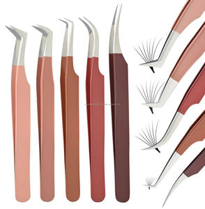 Eyelash Tweezers Fiber Tip Lash Extension Tweezers Stainless Steel 45° Straight Volume Lash Tool - Product Image 1