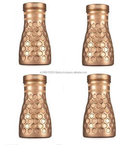 Bouteille d'eau thermique en cuivre martelé faite à la main 500-600ML, design élégant, couvercle poli, bienfaits ayurvédiques pour la santé, cadeau de camping, tasse - Product Image 2