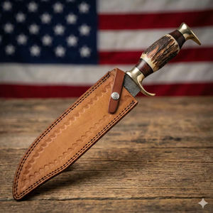 มีดเหล็กดามัสกัสตีขึ้นรูปด้วยมือ ใบมีดขนาดใหญ่พิเศษ 16.5 นิ้ว ด้ามจับทำจากเขาสัตว์ - Product Image 5