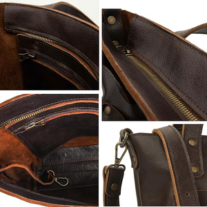 Premium Full-grain Leather Mini Tote Bag with Removable <b>Strap</b> Handcrafted Travel Companion and Zipper Compartment - Product Image 5