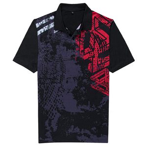 Custom Men's Premium Red Floral Printed Short Sleeve Polo Shirt Casual Breathable Polyester Fabric Men's Polo Shirt Regular Fit - Product Image 2
