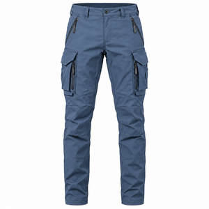 Button Fly Stylish <b>Cuffed</b> Design Casual Straight Pattern Mid Waist Men's Comfortable Lightweight <b>Cargo</b> <b>Pants</b> Breathable Fabric - Product Image 6