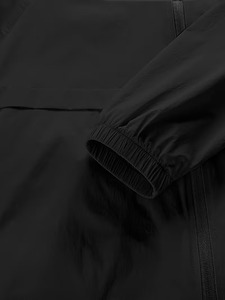 Ensemble veste coupe-vent à capuche noire effet rafraîchissant et short, anti-humidité, séchage rapide, taille élastique, pour homme, tenue d'extérieur estivale - Product Image 2
