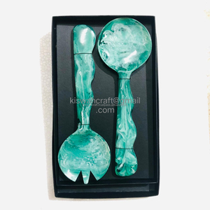 Best Quality Modern Design Acrylic/Resin Beaded Long Handle Green Pattern <b>Salad</b> Servers <b>Salad</b> <b>Tools</b> Dishwasher Safe Customizable - Product Image 4