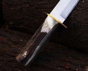 Cuchillo de Caza de Acero Inoxidable de Grado Industrial Hecho a Mano, Hoja Fija, Mango de Cuerno de Ciervo, para Campismo, Supervivencia y Bushcraft, OEM - Product Image 2