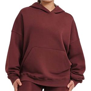 Sudaderas Casuales para Mujer al por Mayor, Cálidas para Invierno, Manga Larga, Secado Rápido, Transpirables, 100% Algodón, Color Borgoña, Talla Grande - Product Image 1