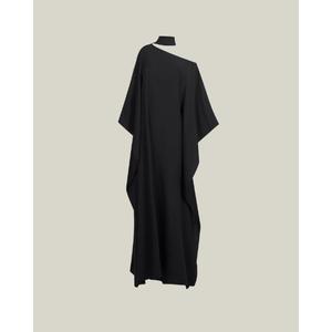 Robe de soirée élégante noire style Empire, bustier, sans manches, longueur ras du sol, coupe trapèze, 100% coton, infroissable, écologique - Product Image 2