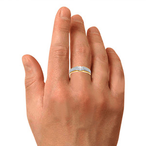 Bague Solitaire Homme Streamy Calmness Luxe Plaqué Or Jaune 18K Bicolore avec Solitaire Rond de Laboratoire pour Homme - Product Image 2