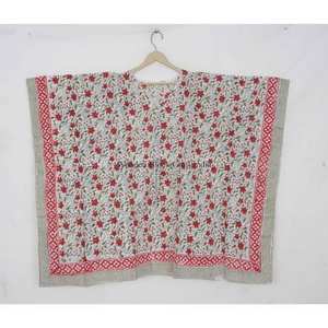 Caftán Largo de Algodón con Estampado Floral Indio, Estilo Modesto para Mamás, Ropa de Playa, Ropa de Dormir, Bikini - Product Image 2