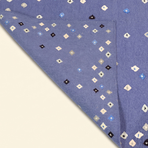 Tapis en laine tufté à la main bleu indigo confetti, motif losanges modernes, avec bordure, antidérapant, écologique, à poils épais pour - Product Image 5