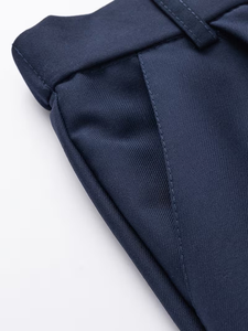 Medium-Large High School Children Back-To-School Solid Color Uniform Trousers 100% Cotton Woven Pocket Loose Tight Waist Belt - Product Image 4