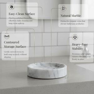 [Holar] Taiwan Made Elegant Resin <b>Soap</b> <b>Holder</b> Tray Luxury Round Marble <b>Soap</b> Dish for Bathroom Hotel Vanity - Product Image 3