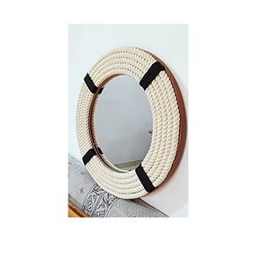 Miroir mural vintage en corde marine, fait main, pour salle de bain, décoration nautique pour la maison, la douche et les intérieurs côtiers - Product Image 1
