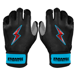 Custom logo High Quality Sky Blue Cabretta <b>Leather</b> Baseball Batting Gloves Short <b>Wrist</b> <b>Cuff</b> Premium Grip OEM ODM Manufacturer - Product Image 4