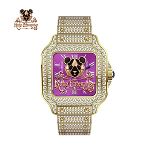 ตัวเรือนสี่เหลี่ยมสแตนเลสสตีล นาฬิกาแฟชั่นควอตซ์ หน้าปัดคริสตัล ตัวบอกชั่วโมงแบบนูน ขอบตัวเรือนเรียบ สายแบบเรียบหรู แสดงวัน/วันที่ ดีไซน์หรูหรา - Product Image 1