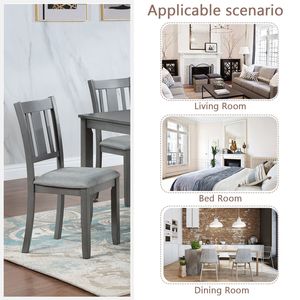 Set di 4 Sedie da Pranzo in Legno Grigio con Seduta Imbottita, Sedie Laterali Rivestite per Cucina e Soggiorno - Product Image 6