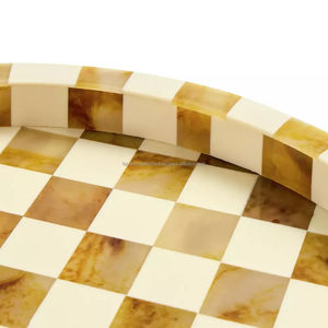 ROOGO Modern Design Resin Craft Tray Checkerboard Pattern Waterproof Eco-Friendly Lightweight for LivingRoom Tabletop Decoration - Product Image 3