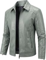 Blouson Moto Homme Gris en Cuir Véritable et Toile Respirant Coupe-Vent Style Urbain Coupe Ajustée Col Rabattu Fermeture Éclair