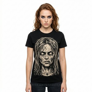 Fabricant de T-shirts personnalisés pour femmes en tissu épais, T-shirt graphique Winter Fantasy, imprimé crâne bleu, streetwear, fournisseur de vêtements en gros - Product Image 6