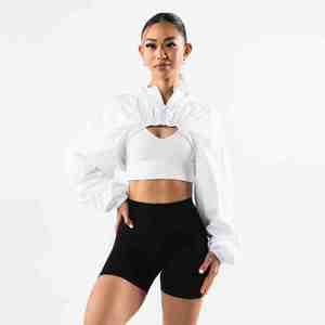 Outdoor Zipper Hooded Crop Windbreaker <b>Jackets</b> Lightweight Waterproof Winter Autumn Solid Zip-off Front Hiking <b>Yoga</b> <b>Jacket</b> Women - Product Image 1