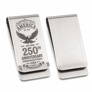 Pince à billets en métal USA 250ème anniversaire, vente en gros |   Cadeau promotionnel patriotique d'entreprise avec logo personnalisé gravé - Product Image 3