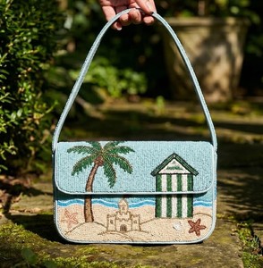 Bolso de hombro artesanal con cuentas de semillas, diseño de puente de Venecia, Italia, elegante, para mujer, con solapa, para fiestas, bolso de mano para la noche - Product Image 2